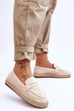 Best Boto Damskie Zamszowe Espadryle Jasnobeżowe Keyla