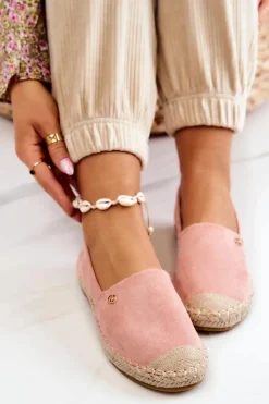 Evento Czarne Espadryle*Damskie Zamszowe Espadryle Różowe Joaquin