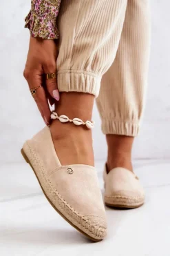 Damskie Evento Damskie Zamszowe Espadryle Beżowe Joaquin
