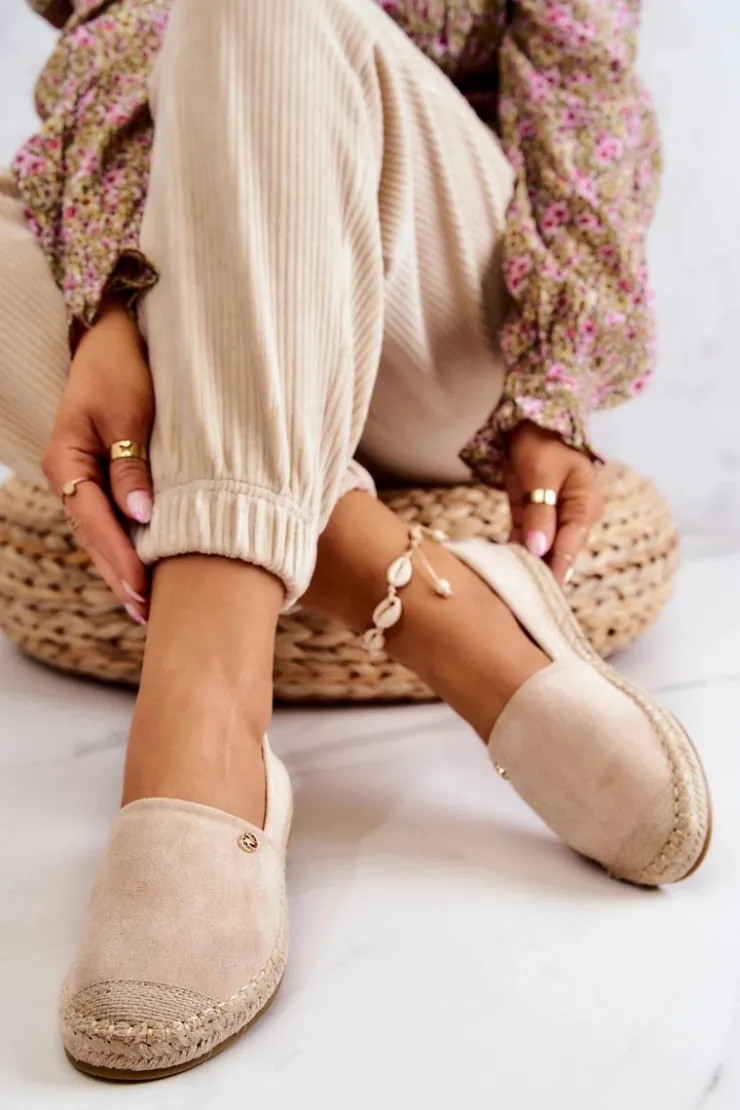 Damskie Evento Damskie Zamszowe Espadryle Beżowe Joaquin