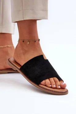 Evento Klapki Damskie Japonki|Klapki Damskie Klasyczne*Damskie Zamszowe Klapki Japonki Czarne Amite Czarny