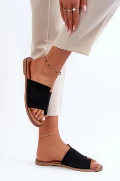 Evento Klapki Damskie Japonki|Klapki Damskie Klasyczne*Damskie Zamszowe Klapki Japonki Czarne Amite Czarny