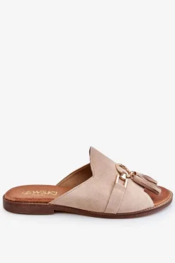 Boto Klapki Damskie Klasyczne*Damskie Zamszowe Klapki Lewski Shoes 3226 Beżowe