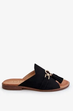 Damskie Boto Damskie Zamszowe Klapki Lewski Shoes 3226 Czarne