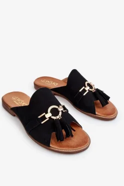 Damskie Boto Damskie Zamszowe Klapki Lewski Shoes 3226 Czarne