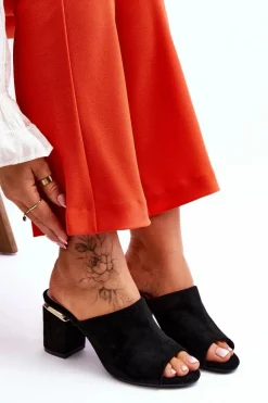 Buty damskie Vinceza Klapki Damskie Klasyczne*Damskie Zamszowe Klapki Na Obcasie Czarne Carter