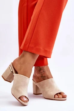 Damskie Buty damskie Vinceza Damskie Zamszowe Klapki Na Obcasie Beżowe Carter