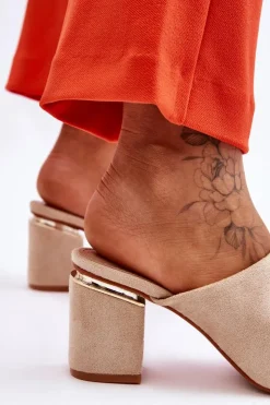 Damskie Buty damskie Vinceza Damskie Zamszowe Klapki Na Obcasie Beżowe Carter