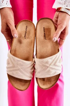 Boto Klapki Na Platformie|Klapki Damskie Klasyczne*Damskie Zamszowe Klapki Na Masywnej Platformie Beżowe Heritta