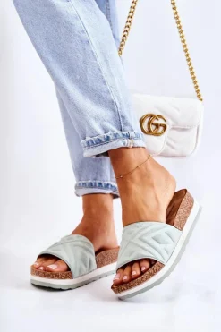 Damskie Boto Damskie Zamszowe Klapki Na Masywnej Platformie Zielone Heritta