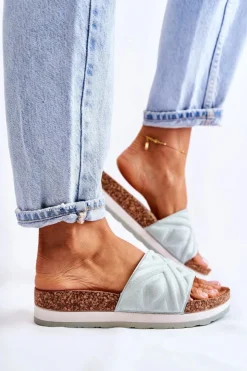 Damskie Boto Damskie Zamszowe Klapki Na Masywnej Platformie Zielone Heritta