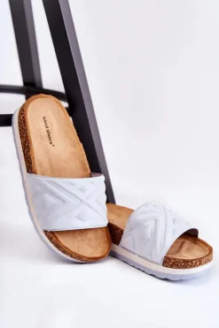 New Boto Damskie Zamszowe Klapki Na Masywnej Platformie Niebieskie Heritta