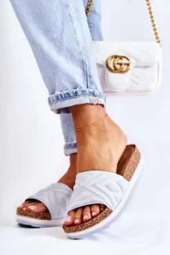 New Boto Damskie Zamszowe Klapki Na Masywnej Platformie Niebieskie Heritta