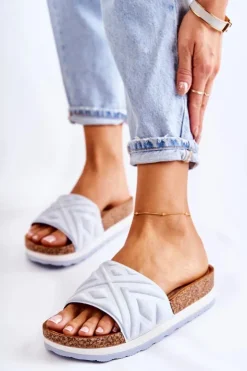 New Boto Damskie Zamszowe Klapki Na Masywnej Platformie Niebieskie Heritta