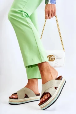 Boto Klapki Na Platformie|Klapki Damskie Klasyczne*Damskie Zamszowe Klapki Na Platformie Zielone Neriko