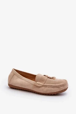 New Boto Damskie Zamszowe Klasyczne Mokasyny Beżowe Ontala