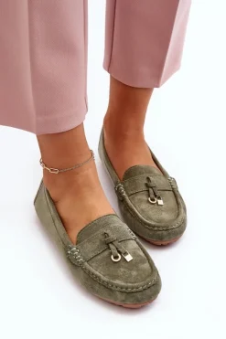 Damskie Boto Damskie Zamszowe Klasyczne Mokasyny Zielone Ontala