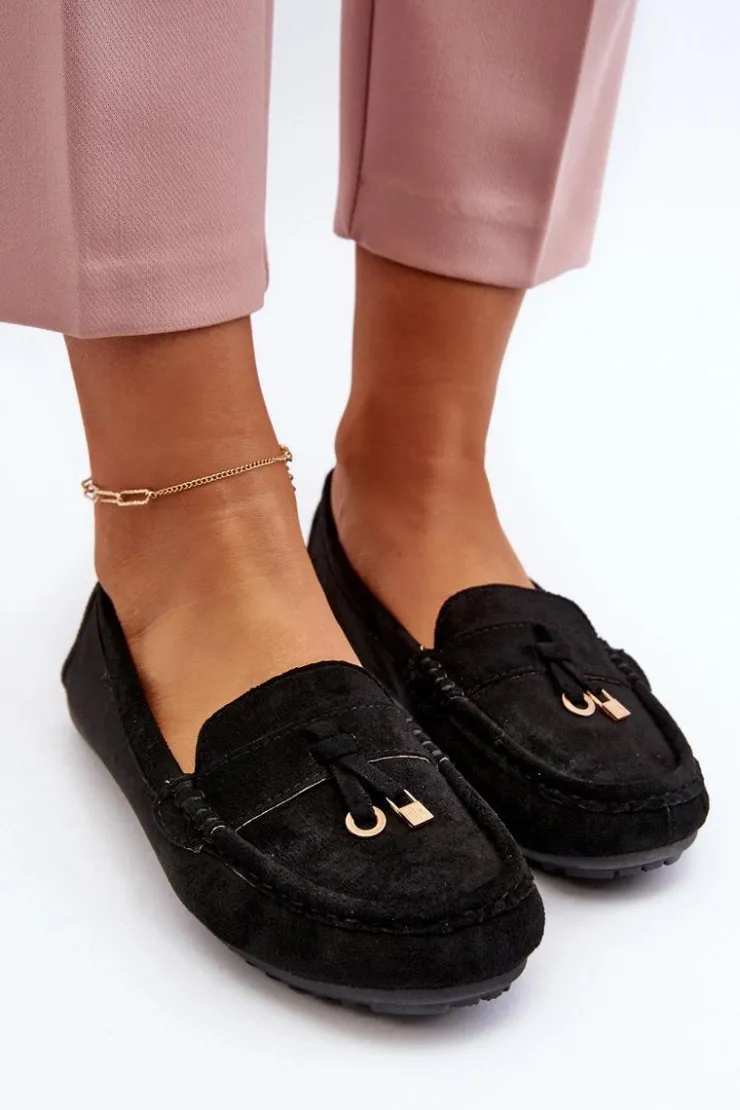Boto Loafersy Damskie|Mokasyny Damskie Zamszowe*Damskie Zamszowe Klasyczne Mokasyny Czarne Ontala Czarny
