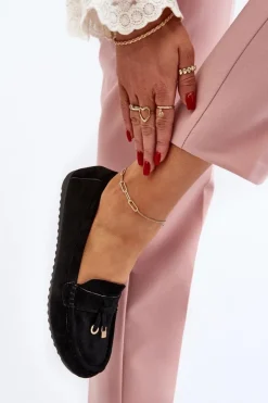 Boto Loafersy Damskie|Mokasyny Damskie Zamszowe*Damskie Zamszowe Klasyczne Mokasyny Czarne Ontala Czarny