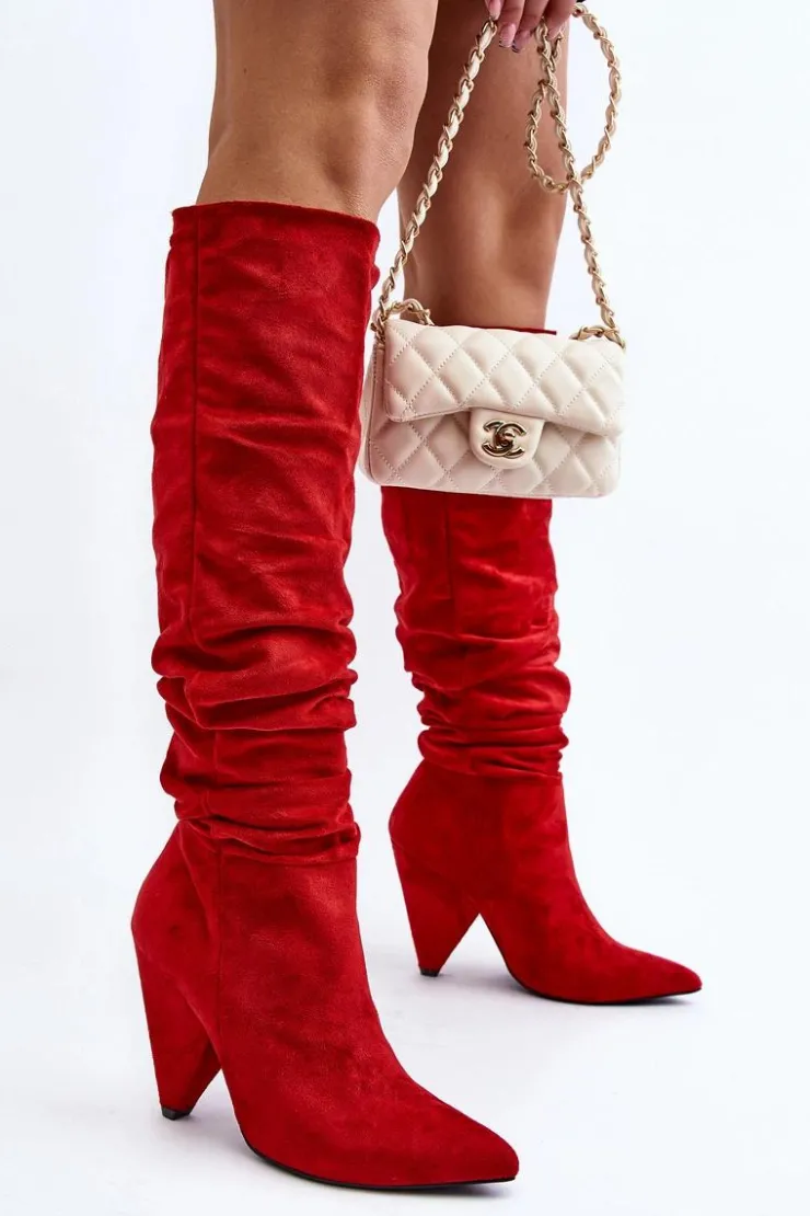 Best Boto Damskie Zamszowe Kozaki Lu Boo Czerwone