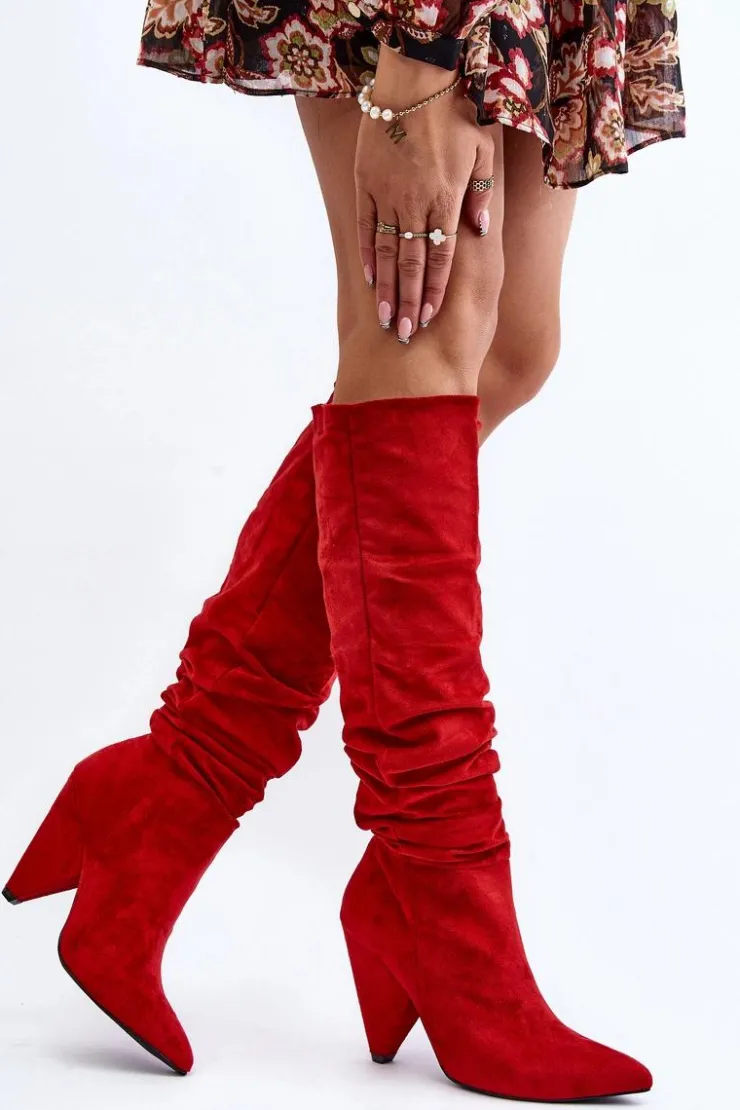 Best Boto Damskie Zamszowe Kozaki Lu Boo Czerwone