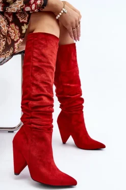 Best Boto Damskie Zamszowe Kozaki Lu Boo Czerwone