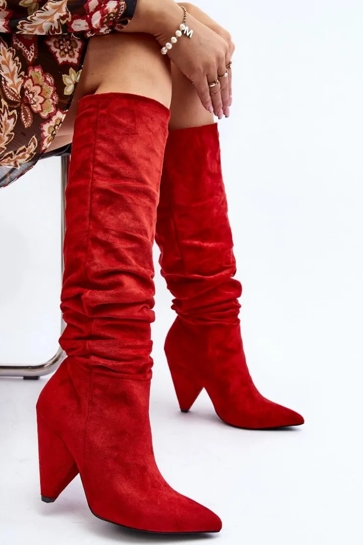 Best Boto Damskie Zamszowe Kozaki Lu Boo Czerwone