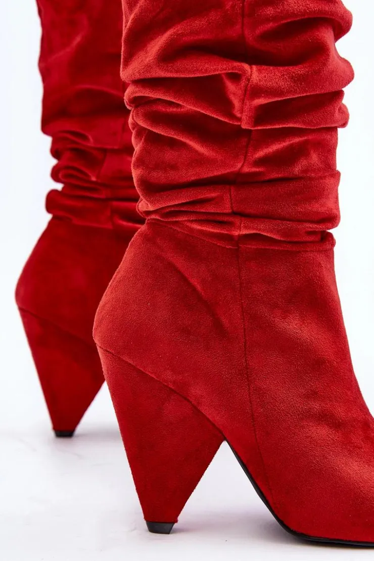 Best Boto Damskie Zamszowe Kozaki Lu Boo Czerwone