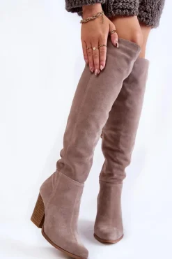 Boto Damskie Zamszowe Kozaki Muszkieterki Lewski 2833 Szare