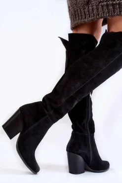 Sale Boto Damskie Zamszowe Kozaki Muszkieterki Lewski 2833 Czarne