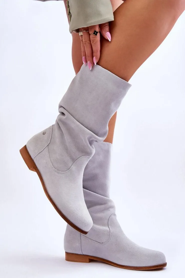 Clearance Maciejka Damskie Zamszowe Kozaki 05057-11 Jasny Miętowy