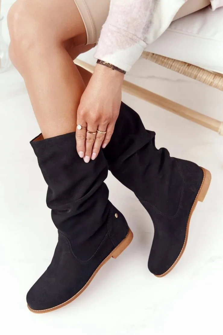 Maciejka Damskie Zamszowe Kozaki 05057-01 Czarne