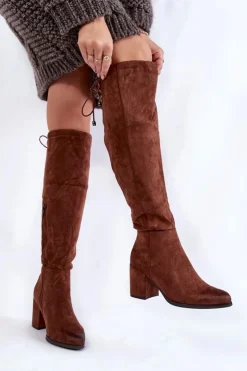Damskie Boto Damskie Zamszowe Kozaki Za Kolano La.Fi 270056FX-SU Ciemnobrązowe