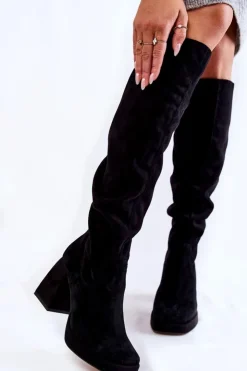 Discount Boto Damskie Zamszowe Kozaki Za Kolano Czarne Kessler