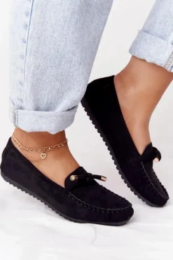 Damskie Boto Damskie Zamszowe Mokasyny Czarne Marylin