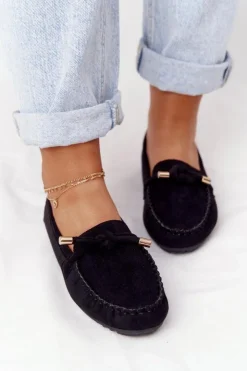 Damskie Boto Damskie Zamszowe Mokasyny Czarne Marylin