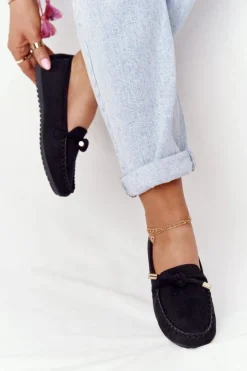 Damskie Boto Damskie Zamszowe Mokasyny Czarne Marylin
