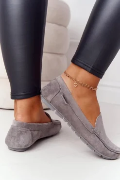 Boto Mokasyny Damskie Zamszowe*Damskie Zamszowe Mokasyny Szare San Marino