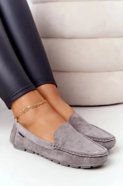 Boto Mokasyny Damskie Zamszowe*Damskie Zamszowe Mokasyny Szare San Marino