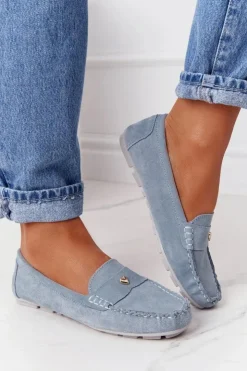 Damskie buty S.Barski Mokasyny Damskie Zamszowe*Damskie Zamszowe Mokasyny S.Barski Niebieskie