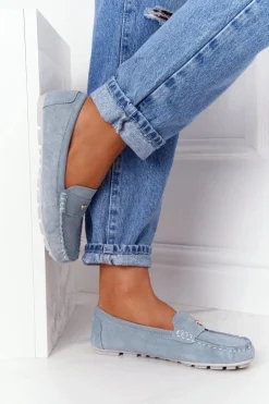 Damskie buty S.Barski Mokasyny Damskie Zamszowe*Damskie Zamszowe Mokasyny S.Barski Niebieskie