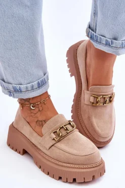 Boto Mokasyny Na Platformie|Mokasyny Damskie Zamszowe*Damskie Zamszowe Mokasyny Na Platformie Beżowe Larey