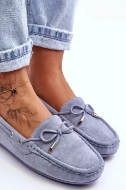 Outlet Boto Damskie Zamszowe Mokasyny e Si Passione Niebieski