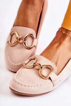 Boto Loafersy Damskie|Mokasyny Płaskie*Damskie Zamszowe Mokasyny Z Ozdobą Beżowe Reality