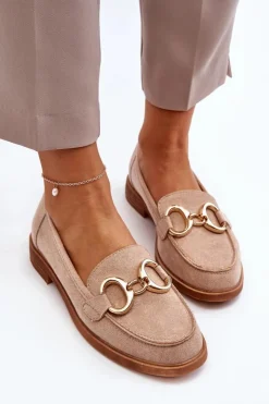 Damskie Buty damskie Vinceza Damskie Zamszowe Mokasyny Z Ozdobą Beżowe Echonesa