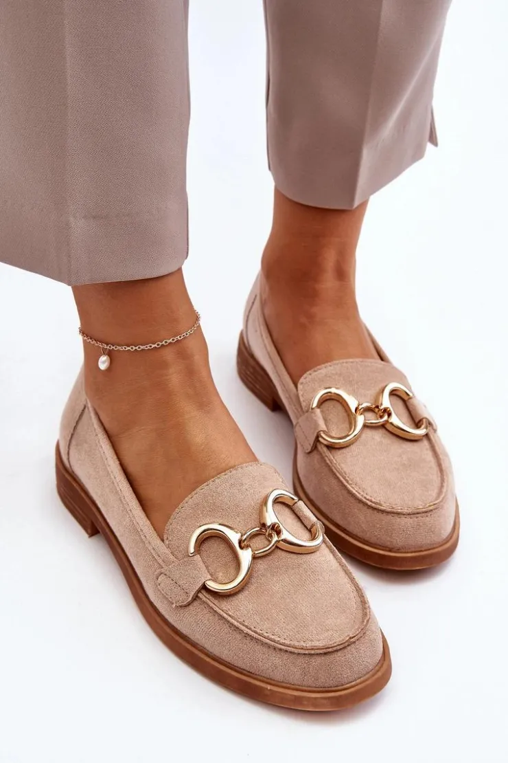 Damskie Buty damskie Vinceza Damskie Zamszowe Mokasyny Z Ozdobą Beżowe Echonesa