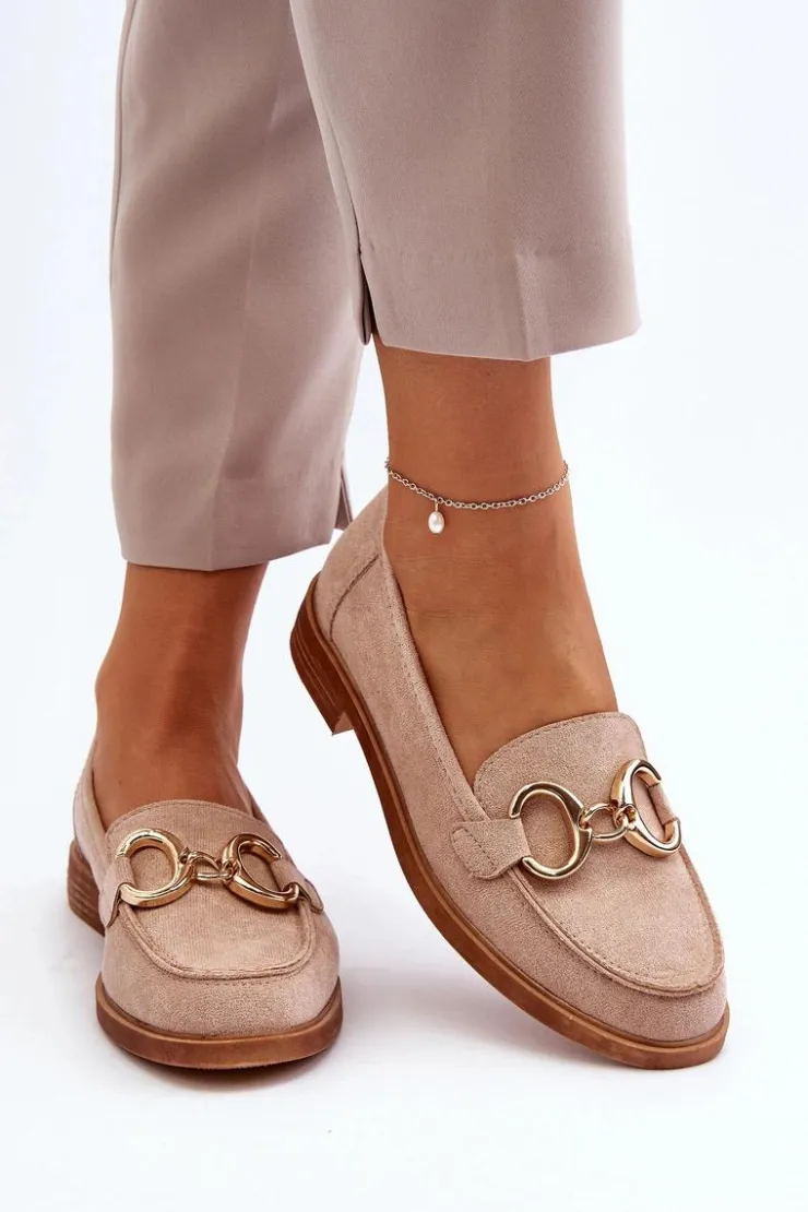 Damskie Buty damskie Vinceza Damskie Zamszowe Mokasyny Z Ozdobą Beżowe Echonesa