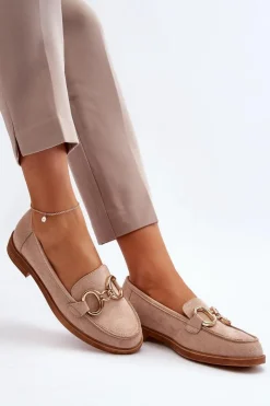 Damskie Buty damskie Vinceza Damskie Zamszowe Mokasyny Z Ozdobą Beżowe Echonesa