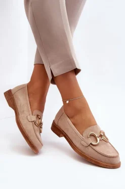 Damskie Buty damskie Vinceza Damskie Zamszowe Mokasyny Z Ozdobą Beżowe Echonesa