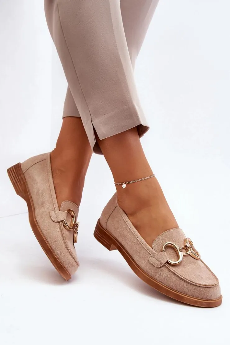 Damskie Buty damskie Vinceza Damskie Zamszowe Mokasyny Z Ozdobą Beżowe Echonesa